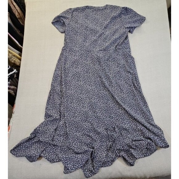 Pretty Garden Wrap Maxi Dress Cottagecore Size XL Navy Mini Floral Ruffle Boho - Picture 12 of 12